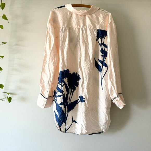 By Anthropologie Long-Sleeve Buttondown Pajama Shirt Medium - Picture 6 of 7